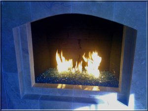 blue fire glass hidden burner