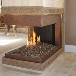 Gas Fireplace Hidden Burner Copper