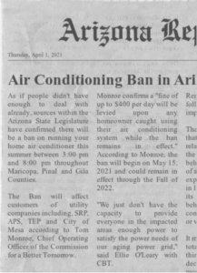 air conditioning ban in arizona