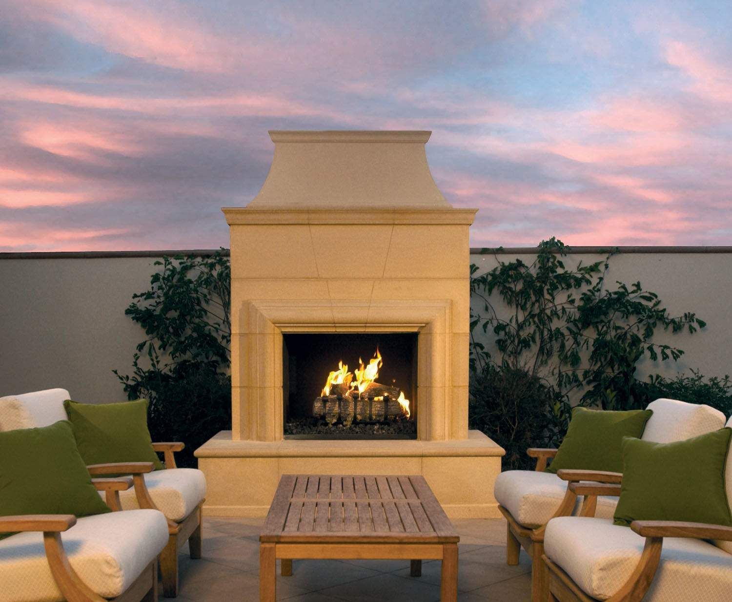 traditional outdoor gas fireplace
