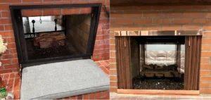 a wood fireplace converted to gas